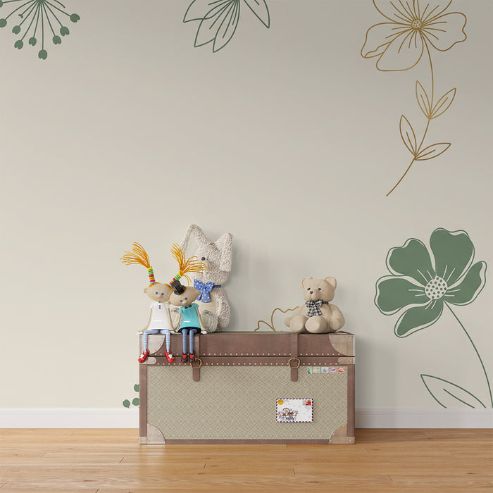 Barntapet | Små blommor runt om designen