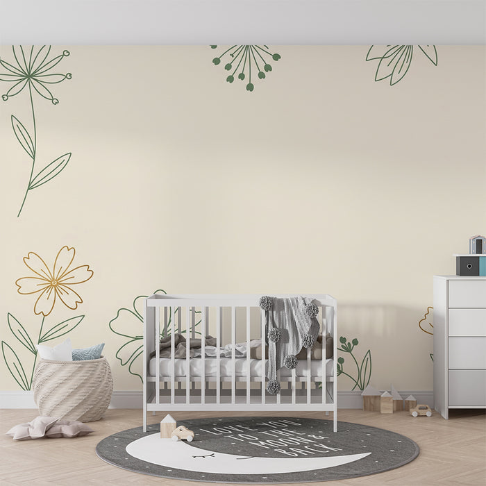 Barntapet | Små blommor runt om designen