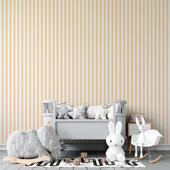 Papel de parede quarto bebê | Pequenas riscas verticais pêssego
