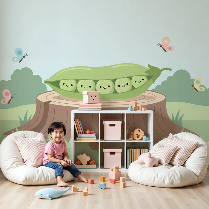 Baby room wallpaper | Cheerful polka dots in an enchanted garden