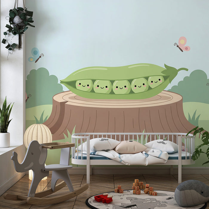 Baby room wallpaper | Cheerful polka dots in an enchanted garden