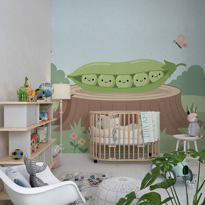 Baby room wallpaper | Cheerful polka dots in an enchanted garden