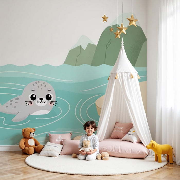 Lastenhuoneen tapetti | Pelaa hylje meressä