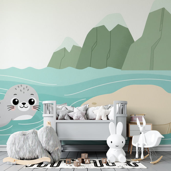 Lastenhuoneen tapetti | Pelaa hylje meressä