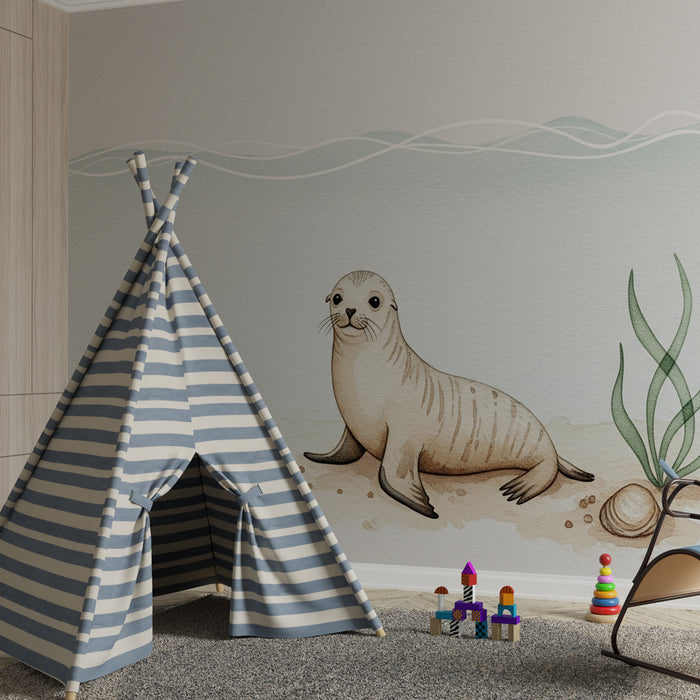 Papier peint chambre bébé | Phoque mignon sous l'eau