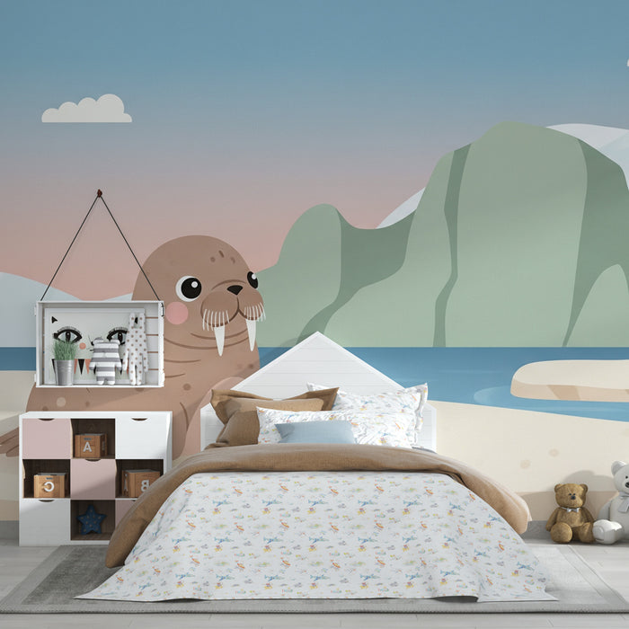 Lastenhuoneen tapetti | Söpö hylje jäätiköllä