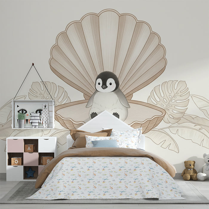 Papel de parede quarto bebê | Sladak pingvin u školjci