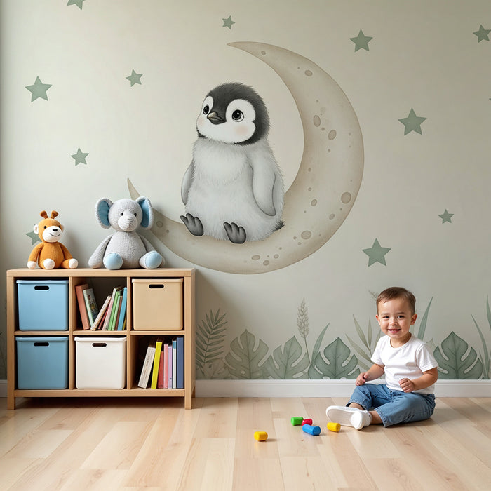 Papier de parede izba pre bábätko | Snežný pingvín na mesiaci