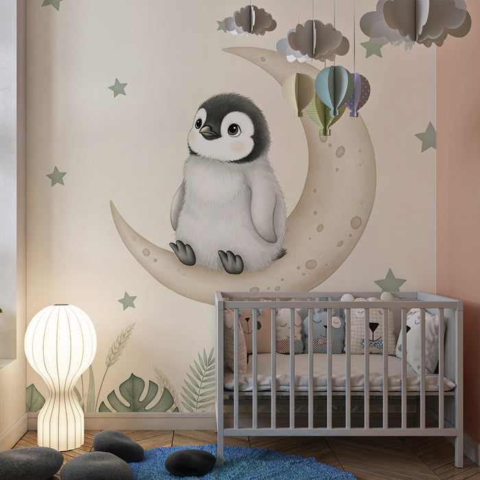 Papier de parede izba pre bábätko | Snežný pingvín na mesiaci