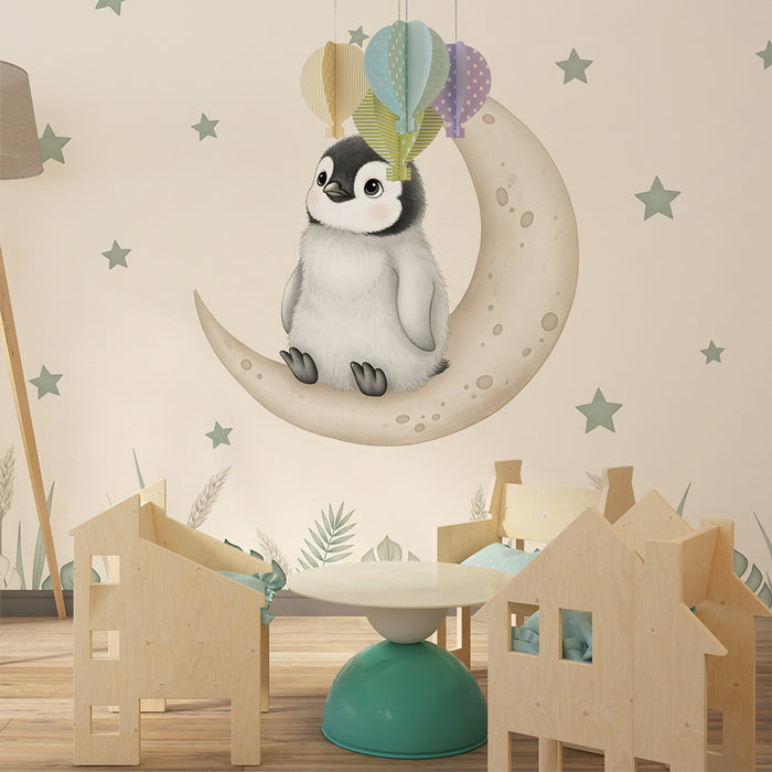 Papier de parede izba pre bábätko | Snežný pingvín na mesiaci