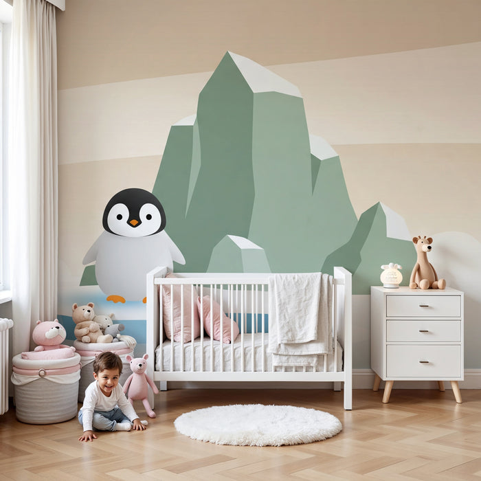 Papel pintado infantil | Pingüino en un iceberg