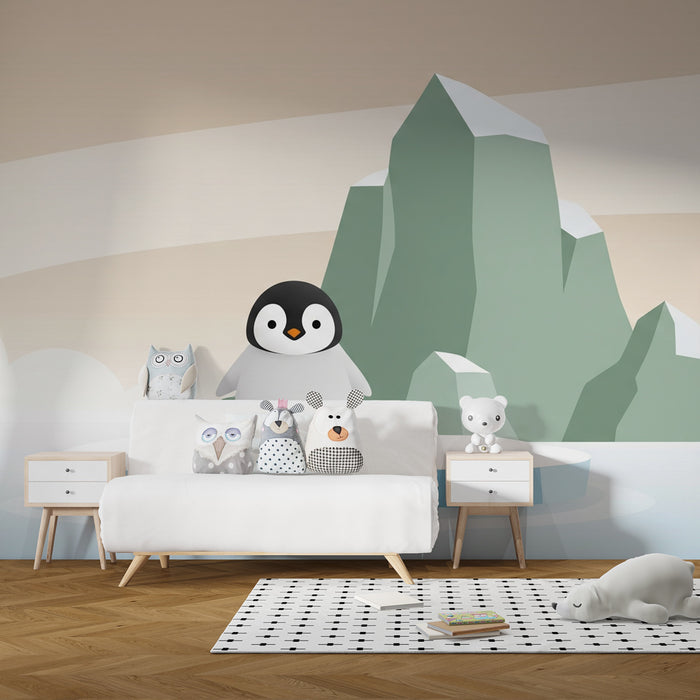 Papel pintado infantil | Pingüino en un iceberg