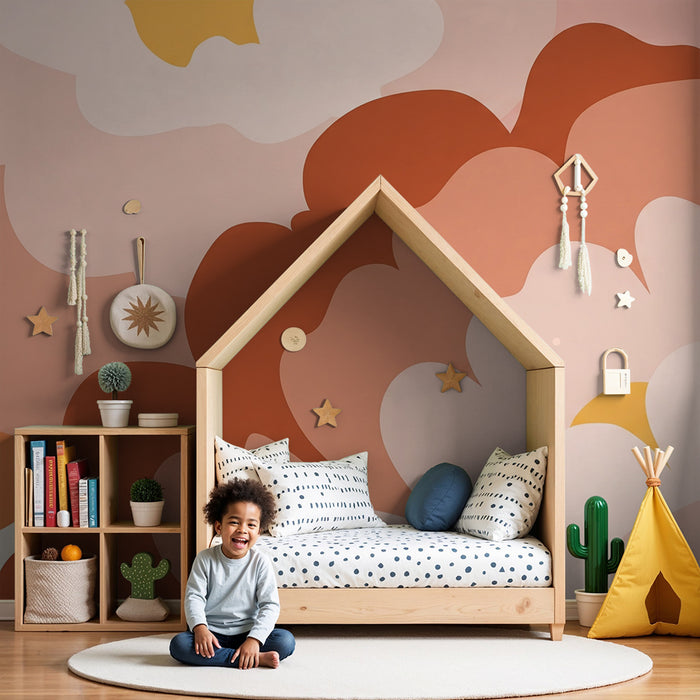 Baby room wallpaper | Soft peonies in pastel tones