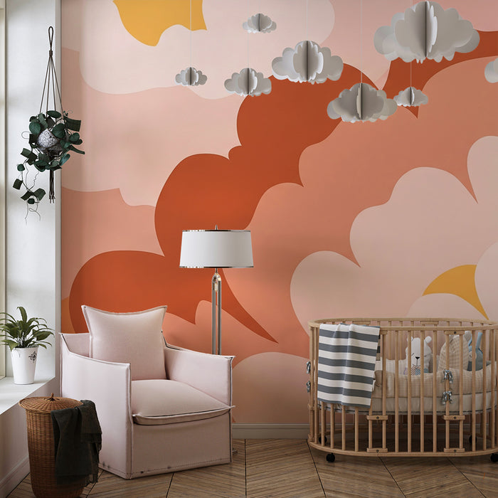 Baby room wallpaper | Soft peonies in pastel tones