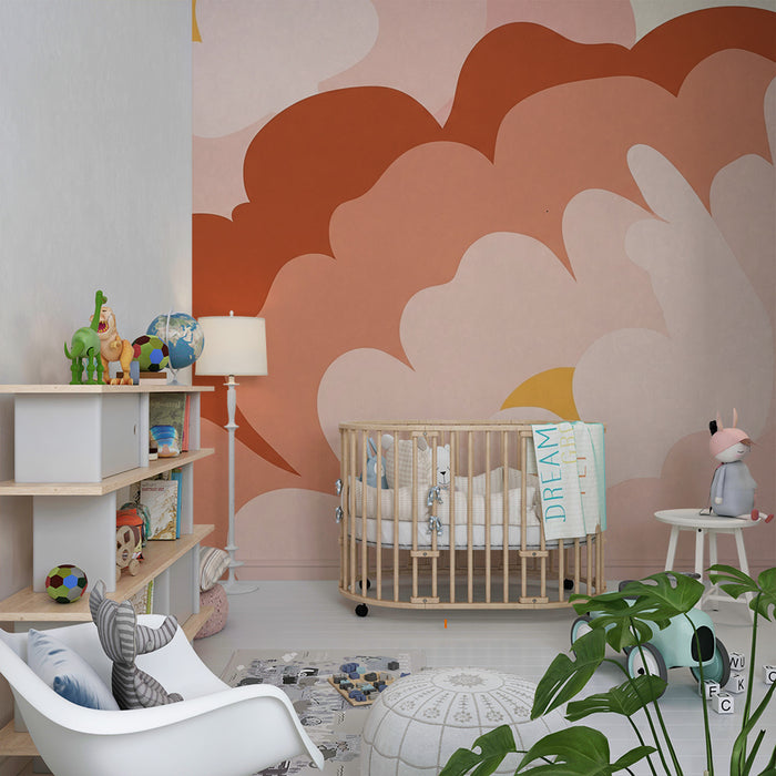 Baby room wallpaper | Soft peonies in pastel tones