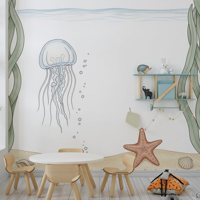 Papel de parede quarto bebê | Καταδύσεις υποβρύχια με τσούχτρες και αστέρια της θάλασσας