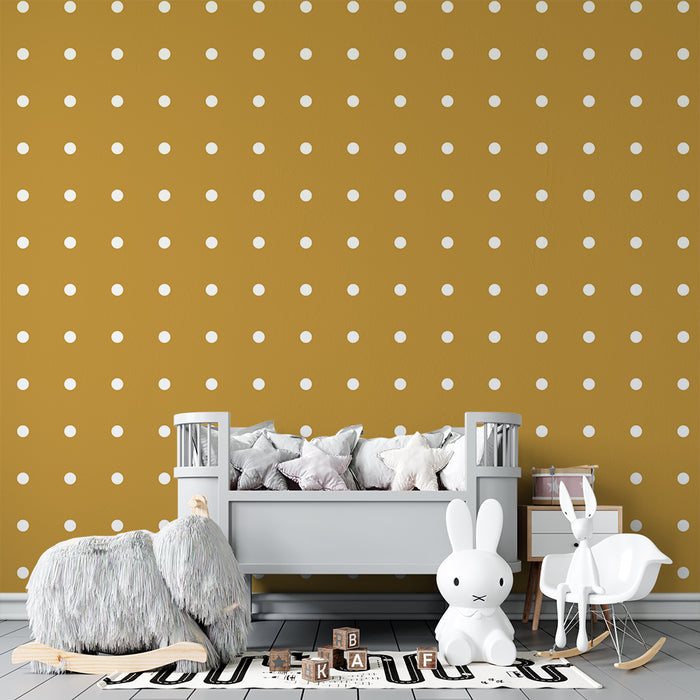 Papel de parede quarto bebê | Bele pike na zlatem ozadju za nežno vzdušje