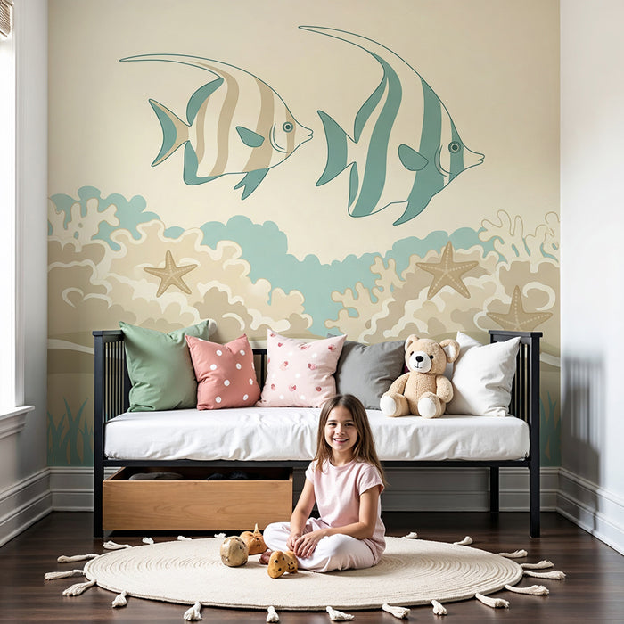 Babyzimmer-Tapete | Farbenfrohe Fische und beruhigende Unterwasserkorallen
