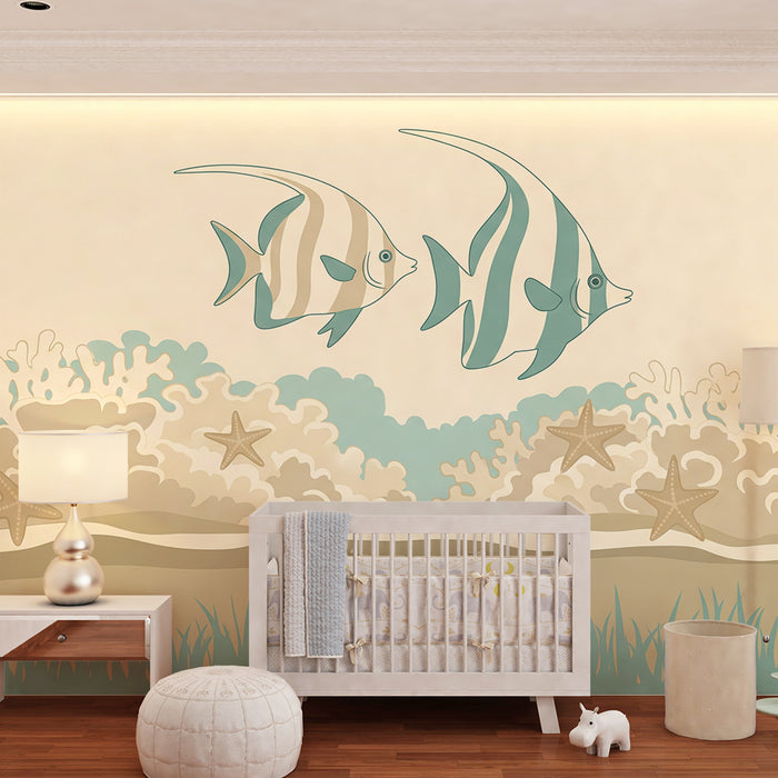 Babyzimmer-Tapete | Farbenfrohe Fische und beruhigende Unterwasserkorallen