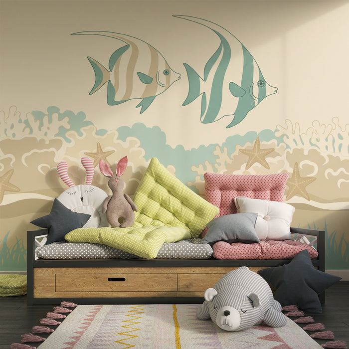 Babyzimmer-Tapete | Farbenfrohe Fische und beruhigende Unterwasserkorallen