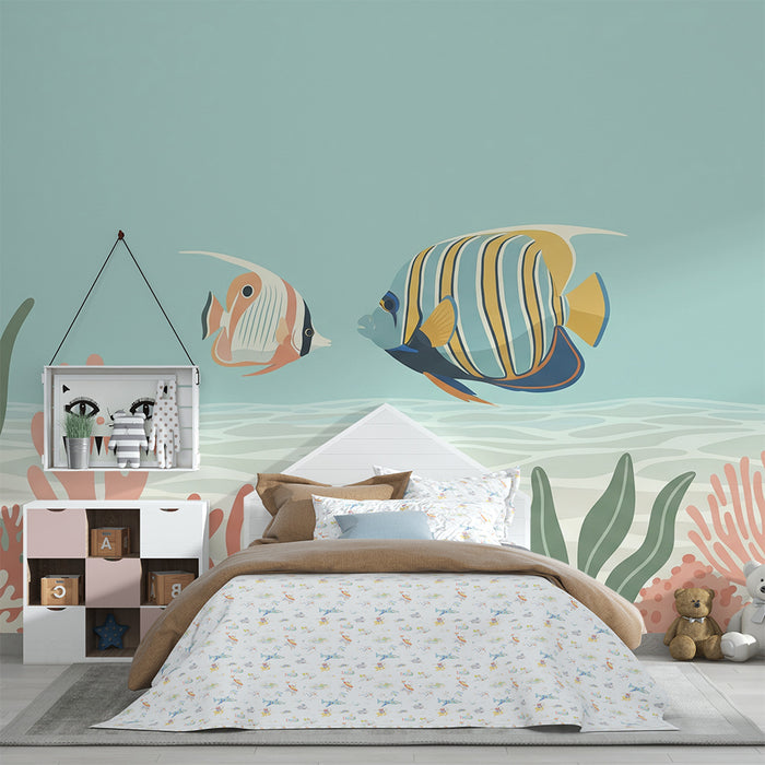 Babyzimmer-Tapete | Warme Meeresfische und bunte Korallen unter Wasser