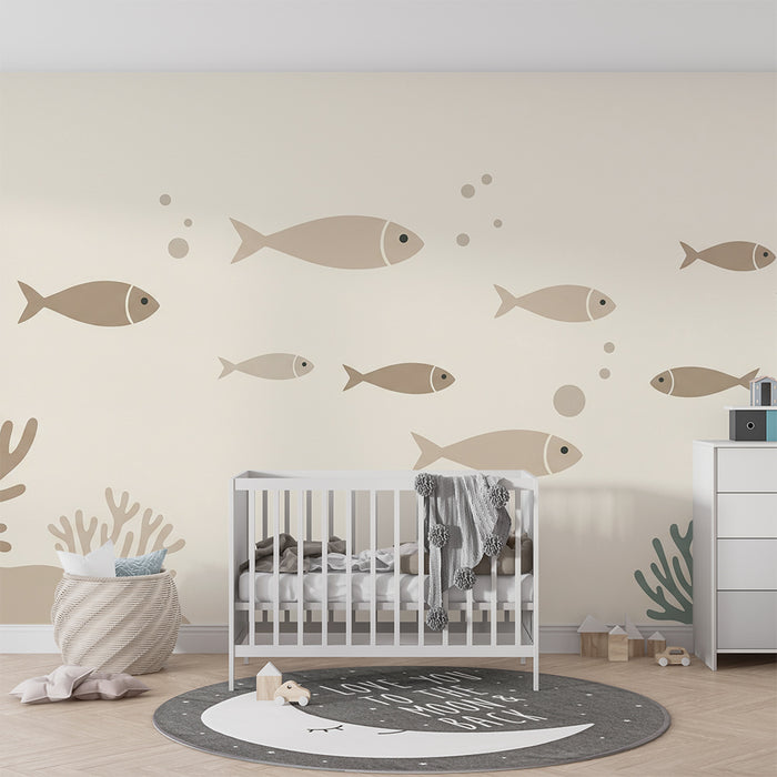 Papel de parede quarto bebê | Риби и корали в нежни тонове