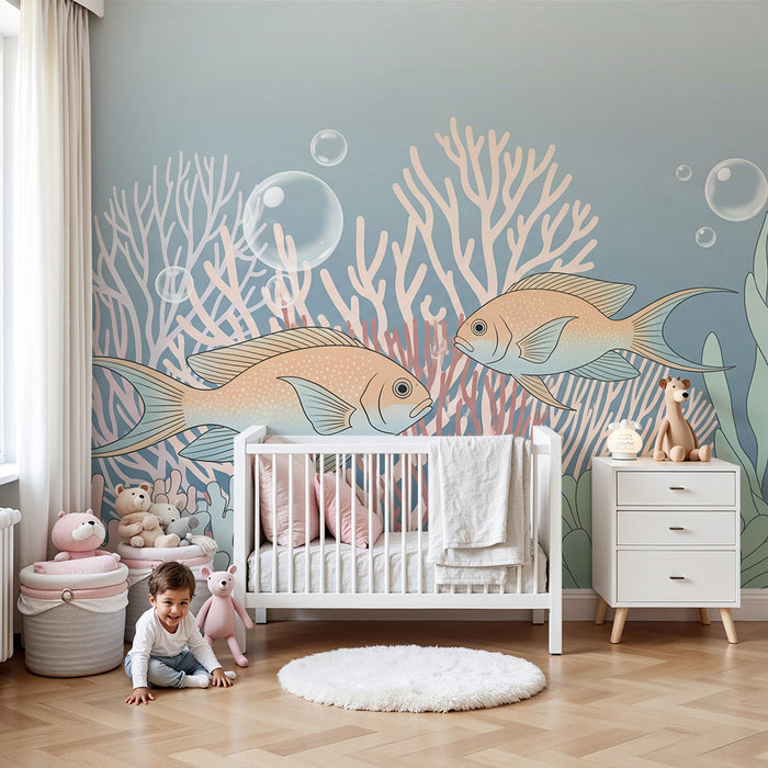 Behang voor babykamer | Exotische vissen in een kleurrijk rifdecor