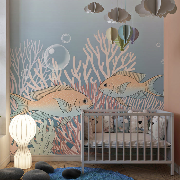 Behang voor babykamer | Exotische vissen in een kleurrijk rifdecor