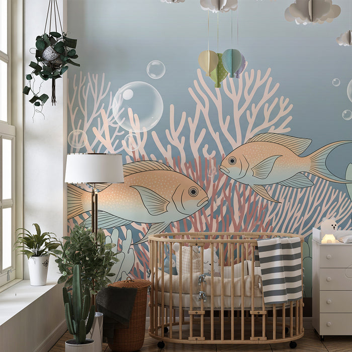 Behang voor babykamer | Exotische vissen in een kleurrijk rifdecor