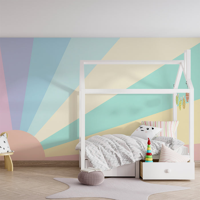 Papier peint chambre bébé | Rayons pastel doux pour une ambiance apaisante