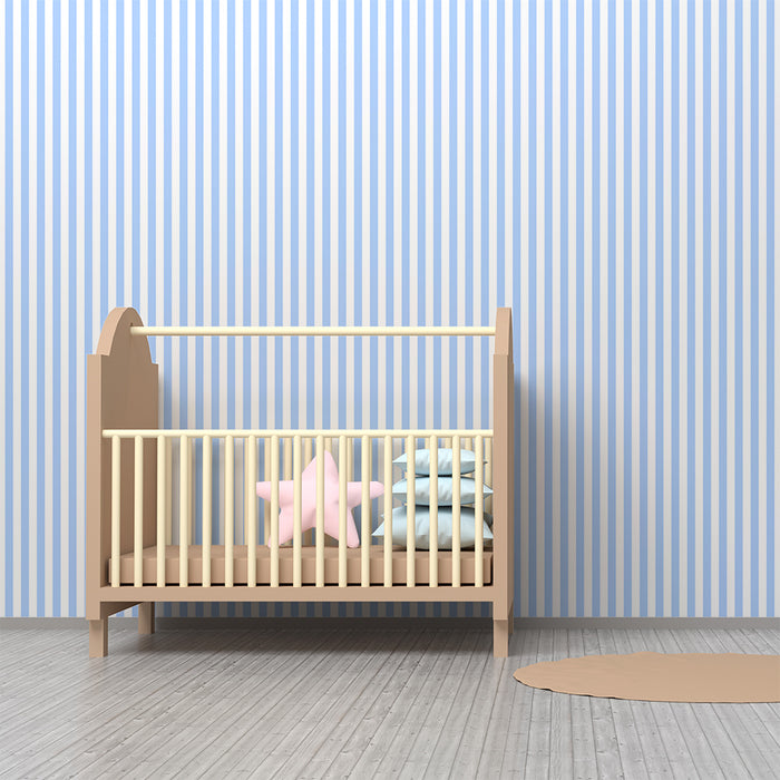 Papel de parede quarto bebê | Listras delicadas em azul claro