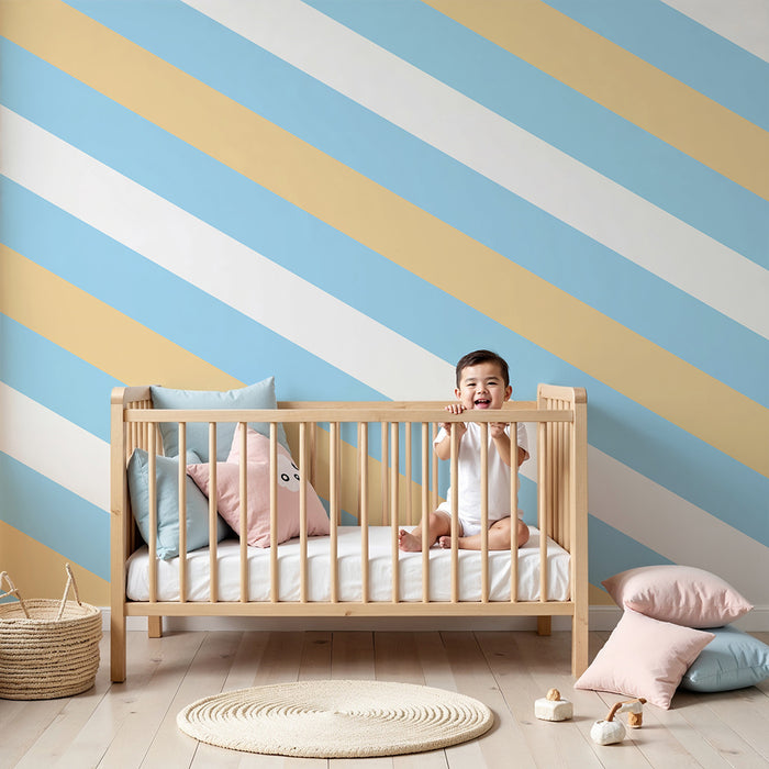 **Brev til babyrom | Myke striper i blått og beige**