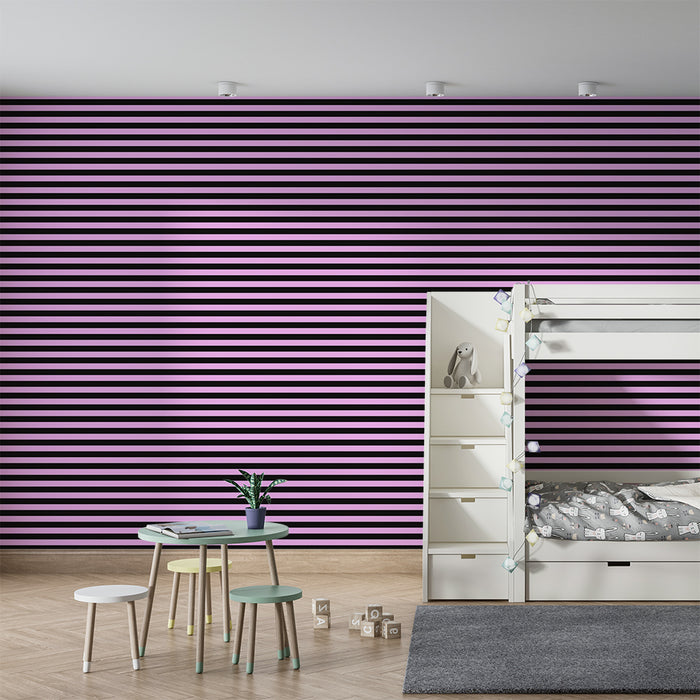 Tapet barnerom | Moderne rosa og svarte striper