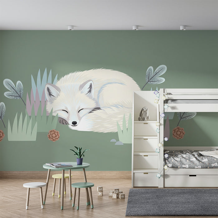 Tapet barnerom | Søvnig hvit rev midt i naturen