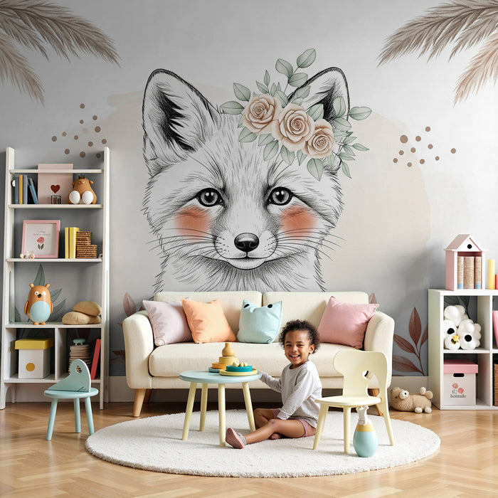 Tapet za detska staia | Delikaten lis i pastelni tsvetia