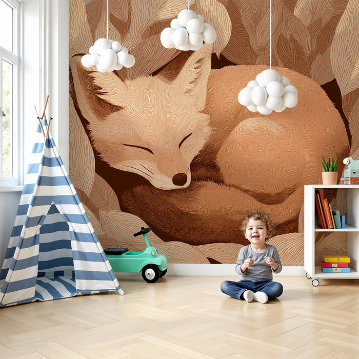 Tapet barnerom | Sovende rev i høstfarger