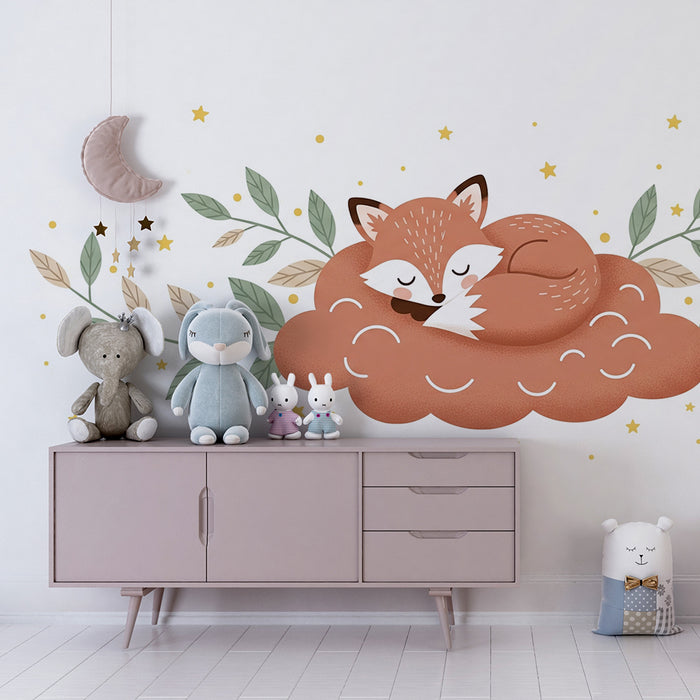 Børneværelse tapet | Sovende ræv på en sky