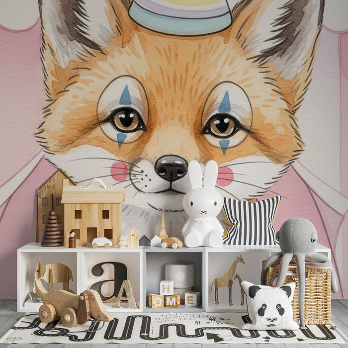 Papier peint chambre bébé | Renard joyeux sous un chapiteau