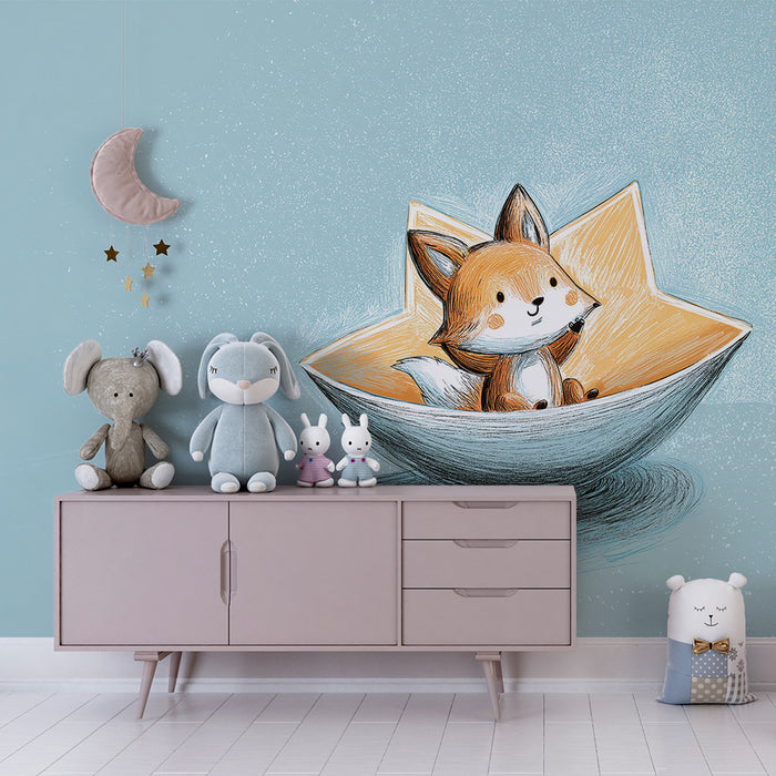 Tapet barnerom | Søt rev i en stjernebåt