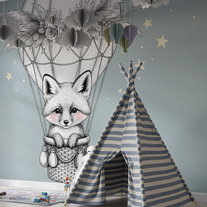 Barntapet | Söt räv i luftballong