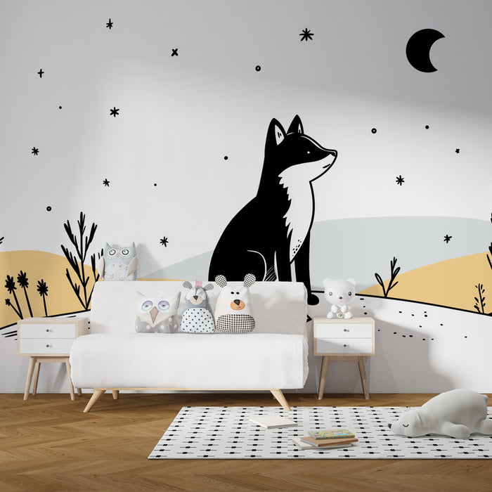 Lastenhuoneen tapetti | Kettu tähtien alla