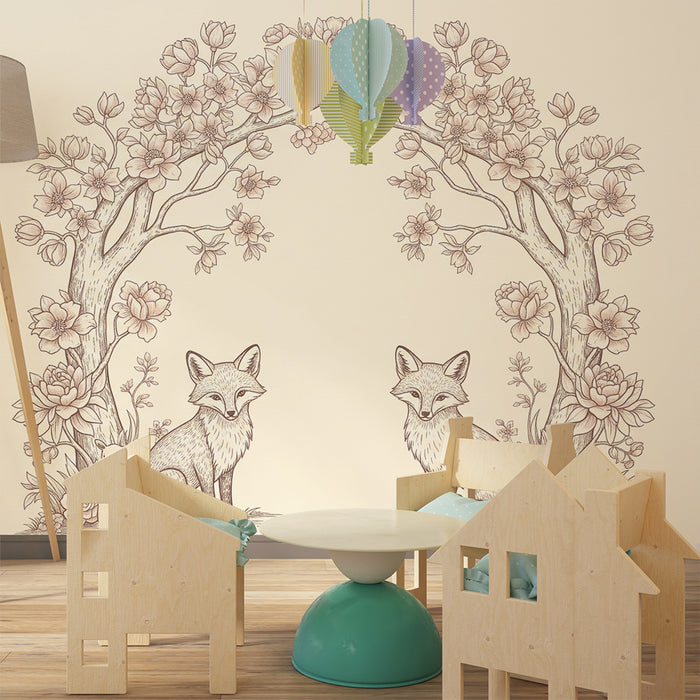 **Barneveggtapet | Sarte rever under en blomsterbue**