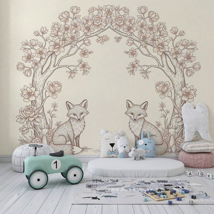 **Barneveggtapet | Sarte rever under en blomsterbue**