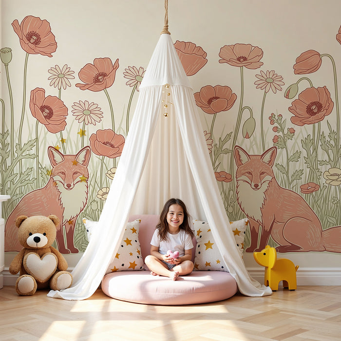 Lastenhuoneen tapetti | Kettuja ja herkkiä kukkia