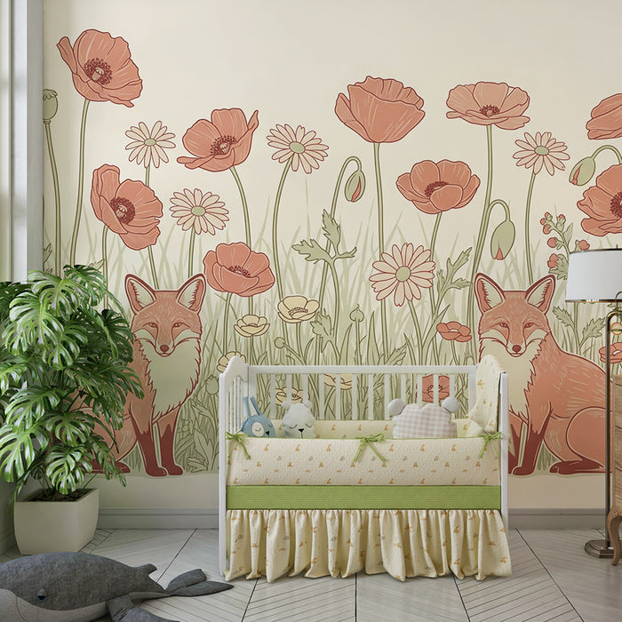 Lastenhuoneen tapetti | Kettuja ja herkkiä kukkia