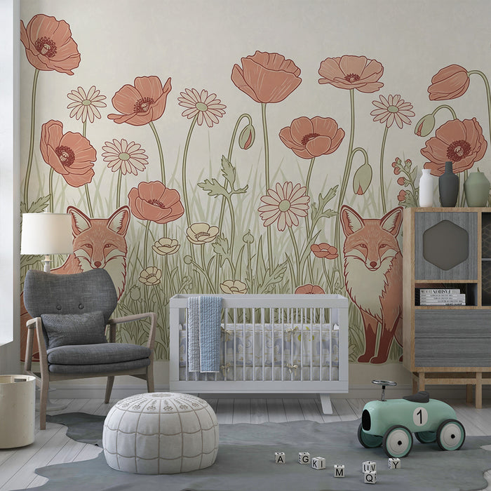 Lastenhuoneen tapetti | Kettuja ja herkkiä kukkia