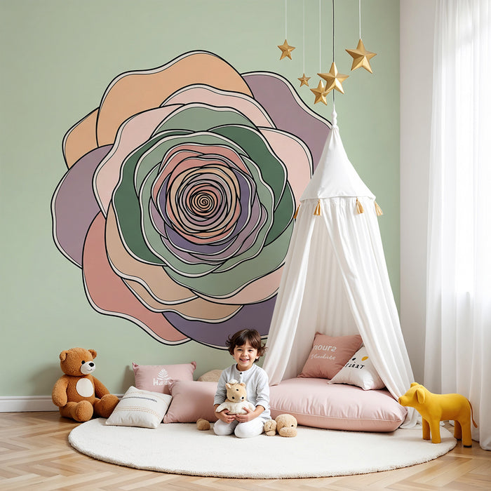 Babyzimmer Tapete | Rosette in schönen Farben