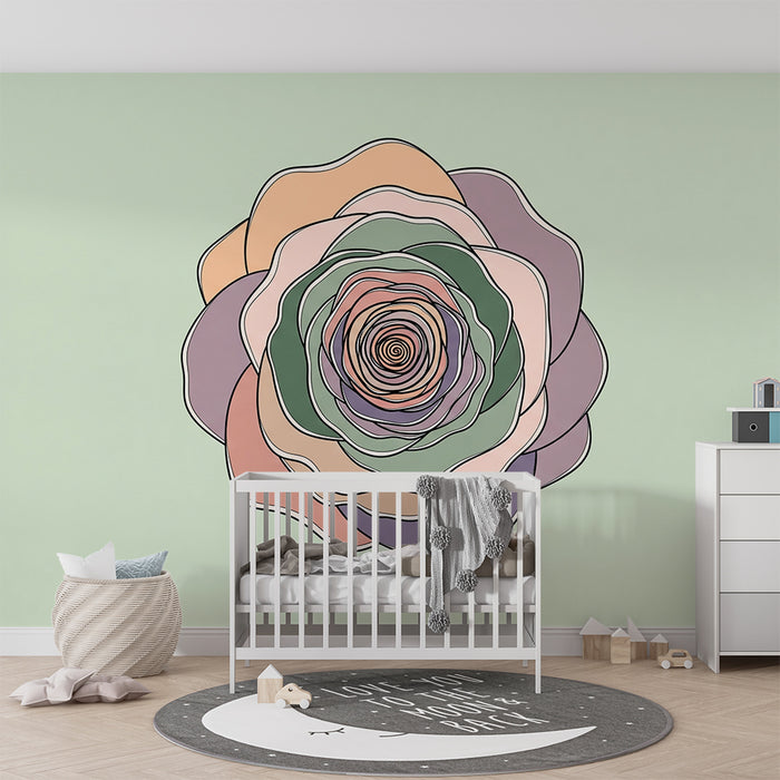 Babyzimmer Tapete | Rosette in schönen Farben