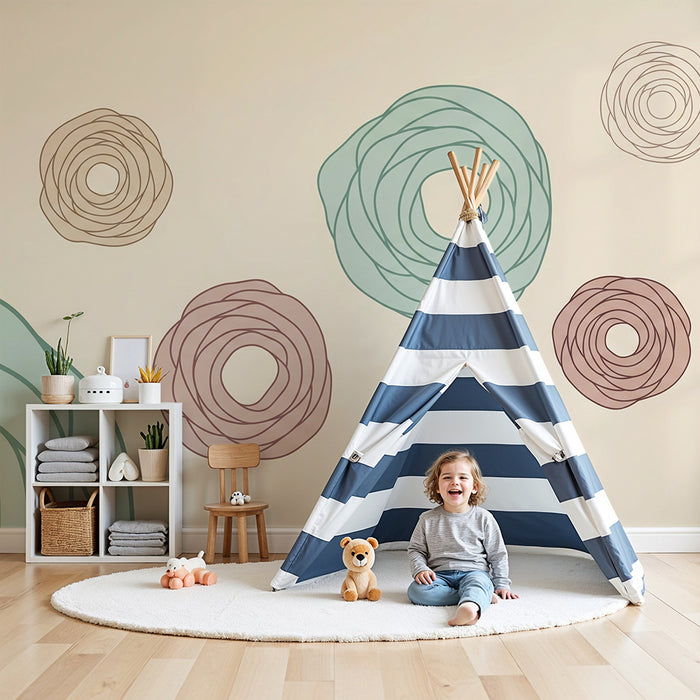 Papel pintado para habitación infantil | Rosas sencillas