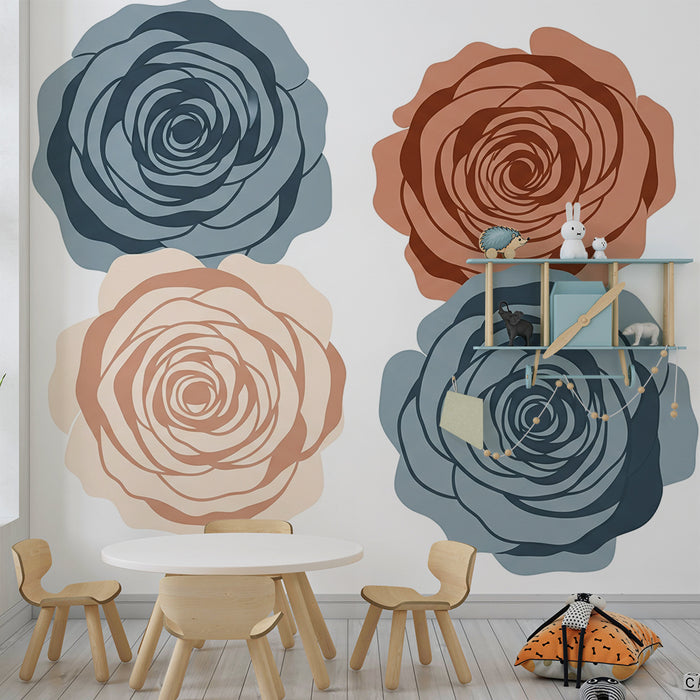 Papier peint chambre bébé | Roses délicates aux teintes douces et modernes
